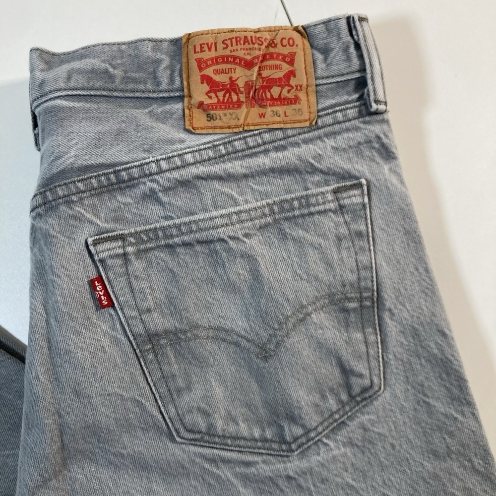 Levi's 501xx Jeans 36x33 Button Fly Gray Stone Washed Denim USA (Tag 36x36)